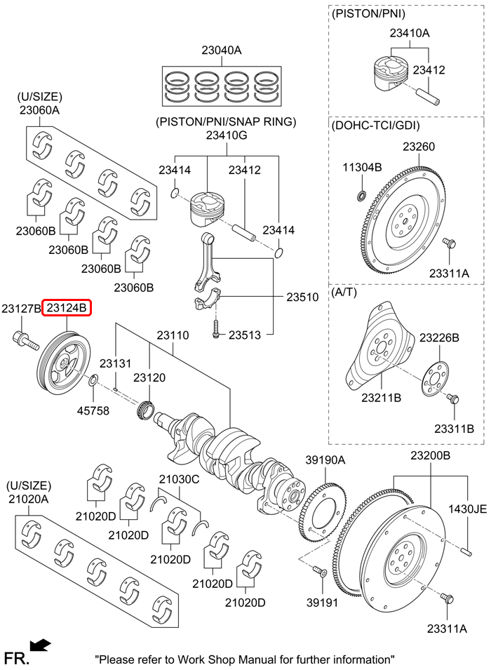 Puly cốt máy chính hãng KIA | 231232B720 tại HCM