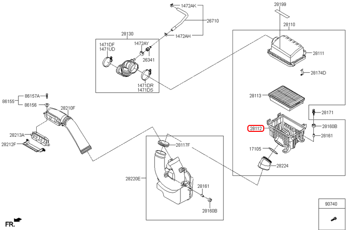 Đế bầu lọc gió động cơ chính hãng KIA | 28112F2850 tại HCM