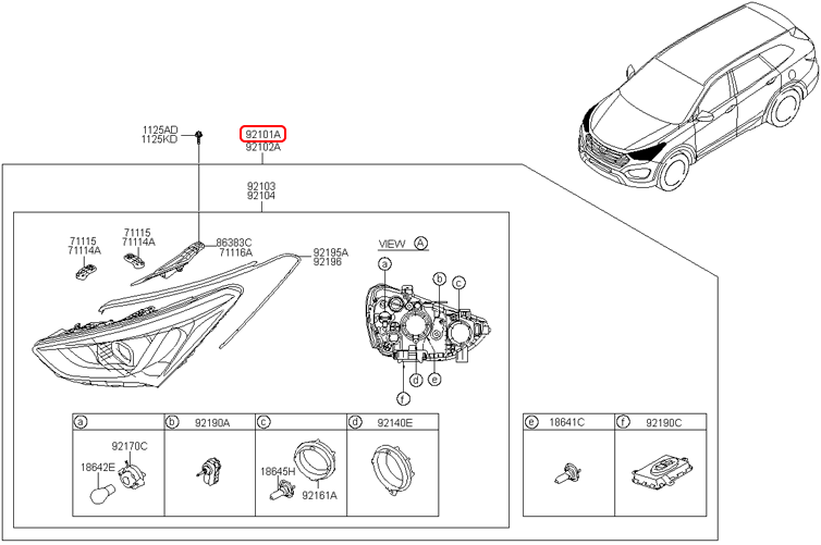 Đèn pha chính hãng HYUNDAI LH | 921012W126 tại HCM