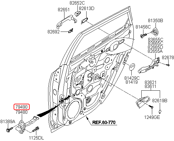 Hạn chế cửa chính hãng HYUNDAI sau RH | 794902L000 tại HCM