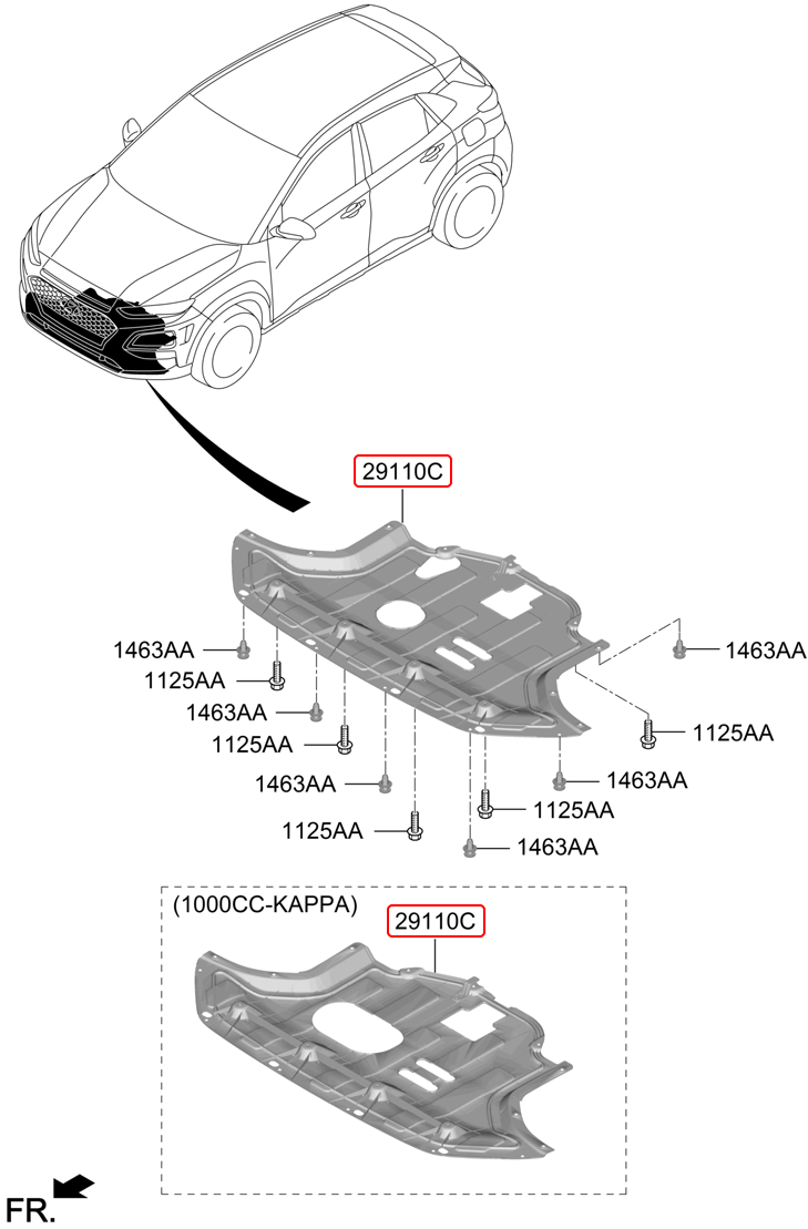 Chắn bùn động cơ chính hãng HYUNDAI | 29110J9000 tại HCM