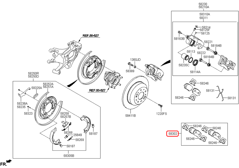 Bố thắng sau chính hãng HYUNDAI | 583022WA30 tại HCM