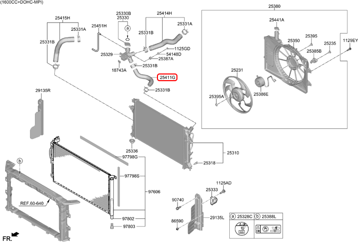 Ống két nước trên chính hãng KIA | 25411F2250 tại HCM