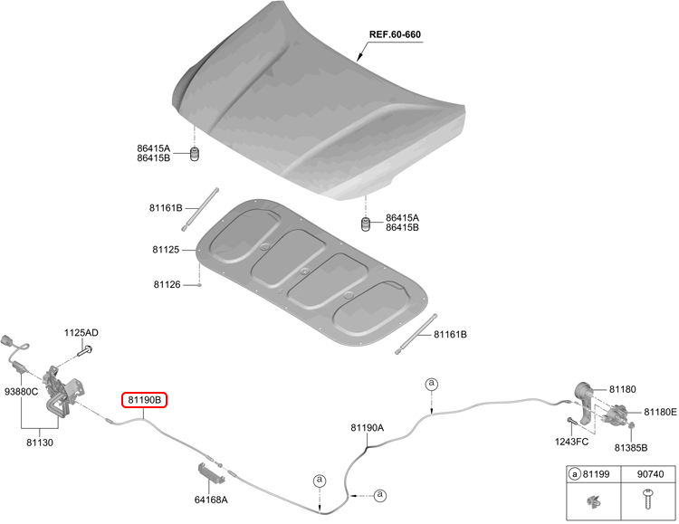 Dây mở capo chính hãng HYUNDAI trước | 81190S1100 tại HCM