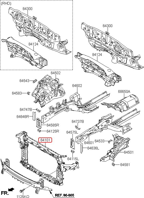 Khung xương két nước chính hãng HYUNDAI | 641012W500 tại HCM