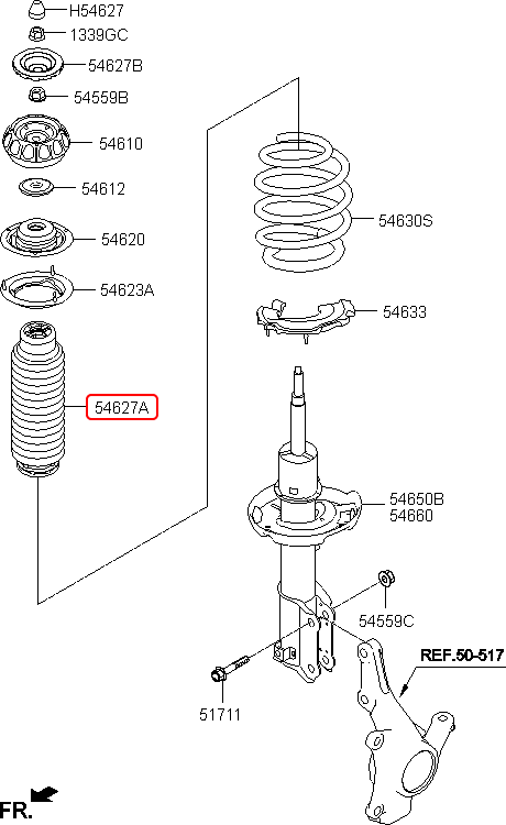 Chụp bụi nhún trước chính hãng HYUNDAI | 54627H9000 tại HCM