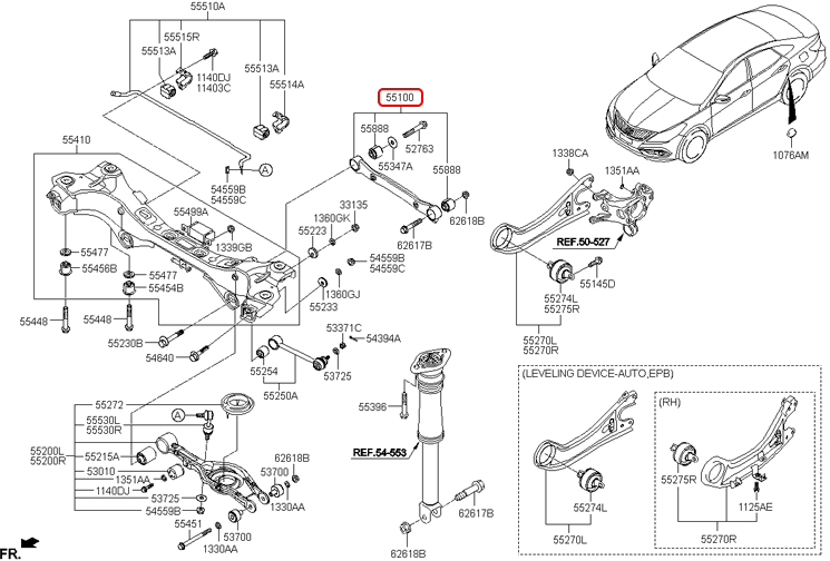 Thanh giằng ngang cầu sau chính hãng HYUNDAI phía trên | 551003R000 tại HCM