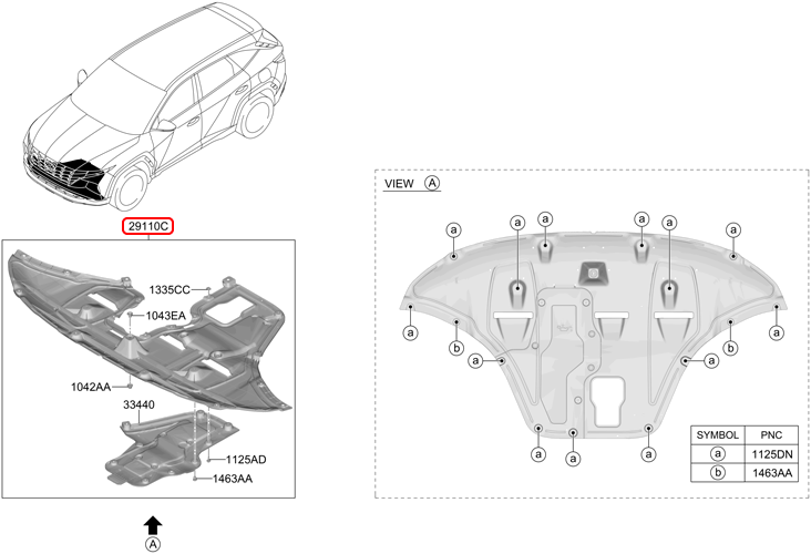 Chắn bùn động cơ chính hãng HYUNDAI | 29110N9000 tại HCM