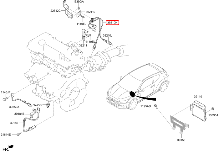 Cảm biến oxy chính hãng HYUNDAI trước | 392102B510 tại HCM