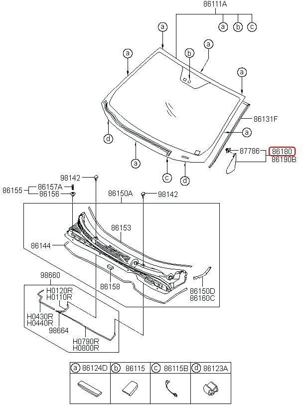 Ốp tam giác kính chiếu hậu chính hãng HYUNDAI KIA LH | 861802S000