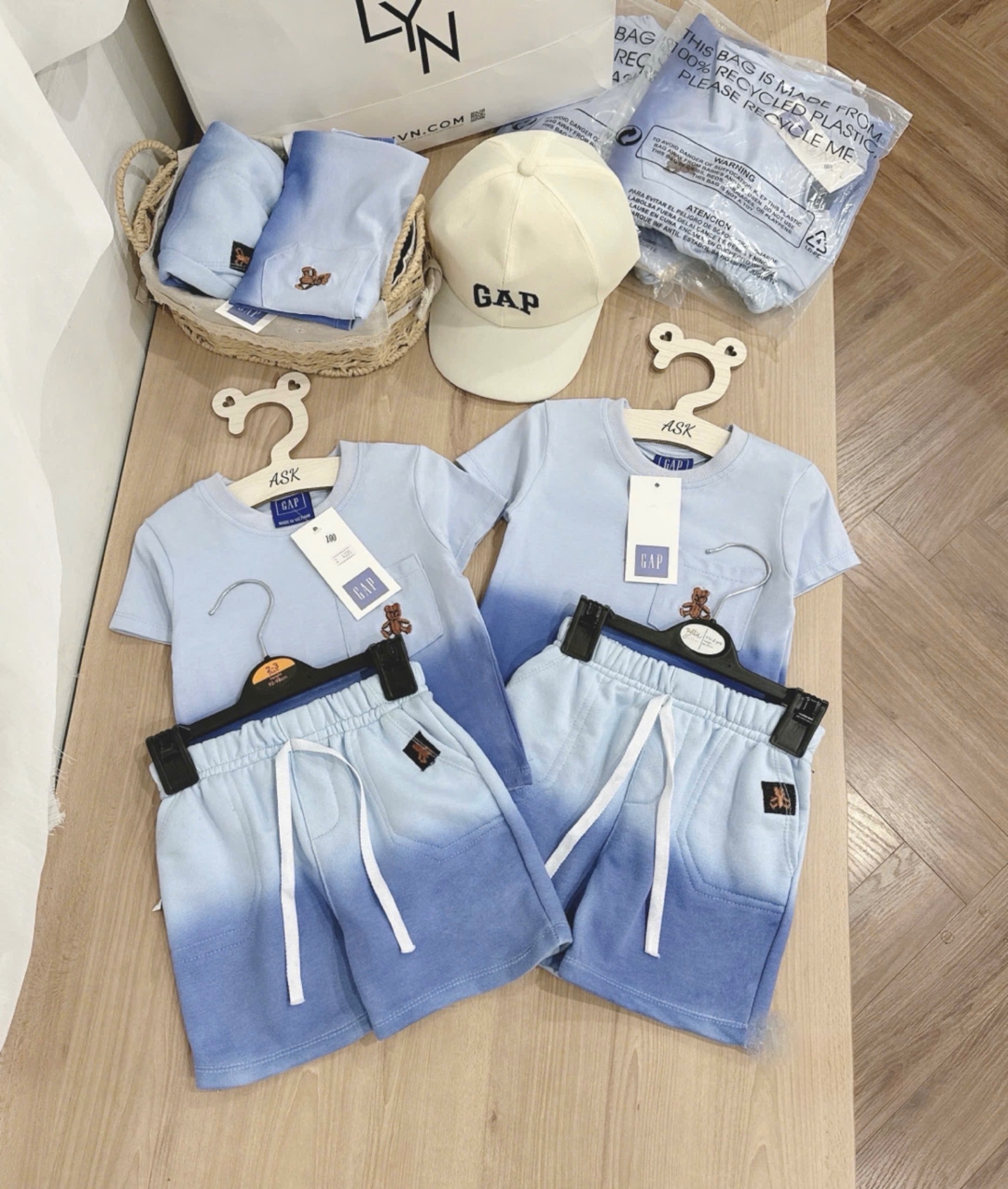 BỘ ĐÙI GAP LOANG XANH KÈM MŨ