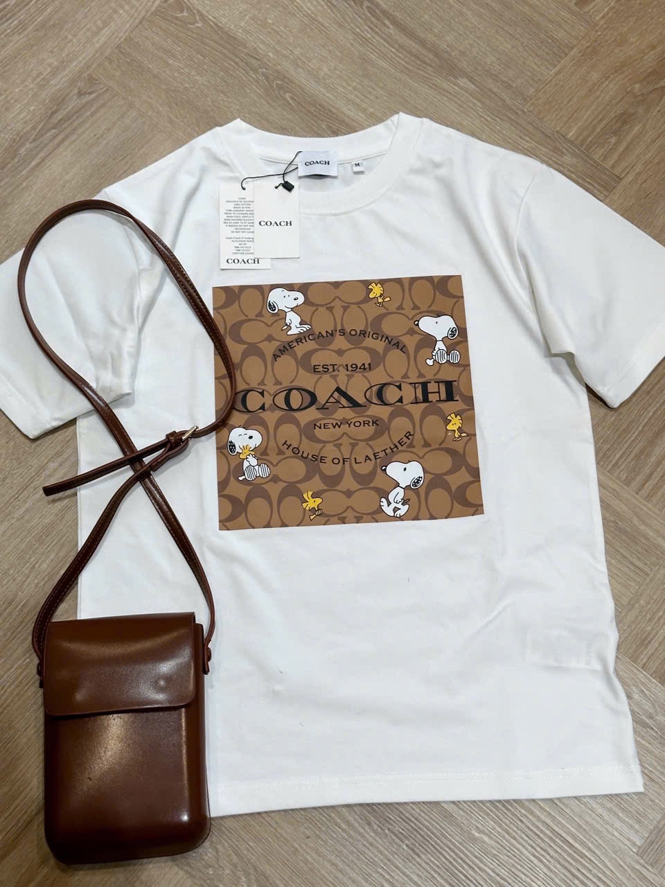 ÁO PULL CỘC COACH PHỐI NÂU HÌNH CÚN