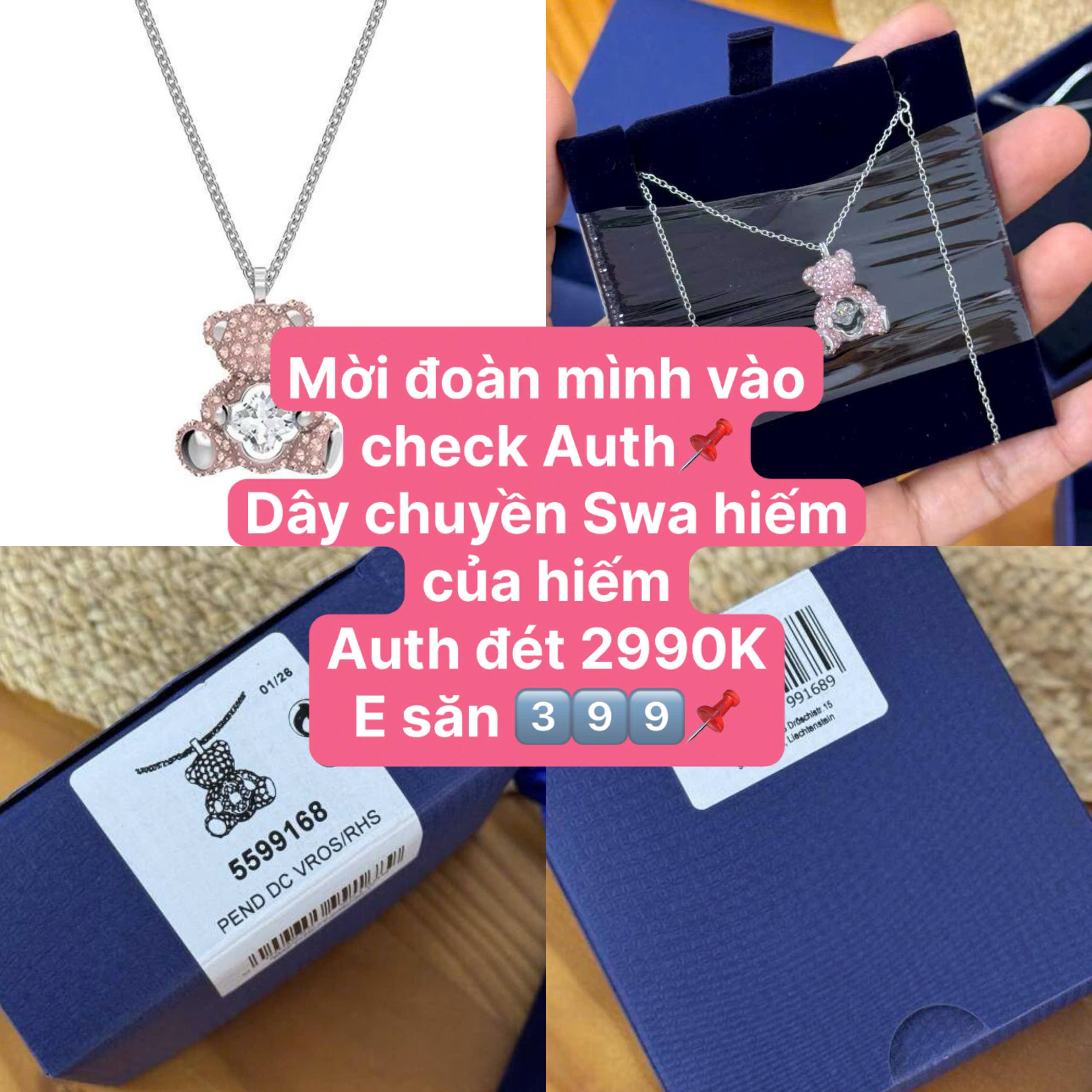 Auth tuồn xịn - DÂY CHUYỀN SWAROVSKI TEDDY AUTH XỊN