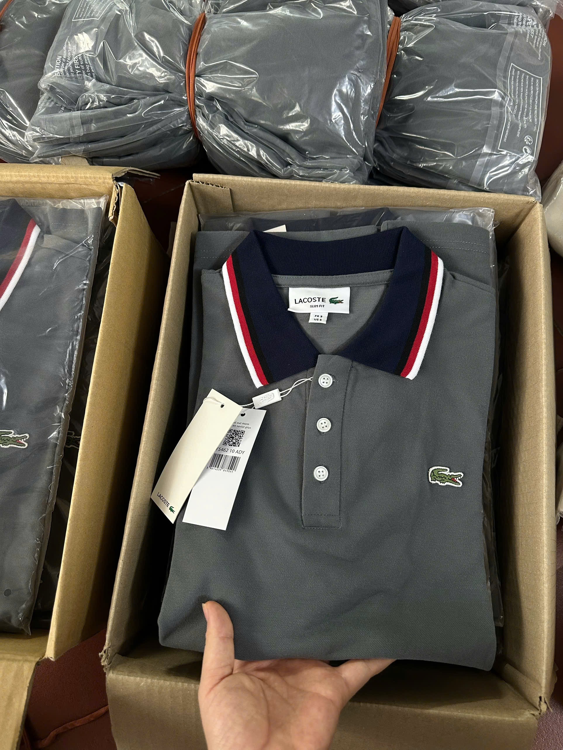 Hàng nhà máy - ÁO POLO NAM CỔ VIỀN THÊU CÁ SẤU MÀU XANH ĐÁ