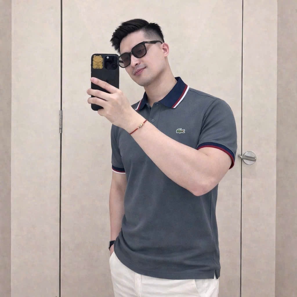 Hàng nhà máy - ÁO POLO NAM CỔ VIỀN THÊU CÁ SẤU MÀU XANH ĐÁ
