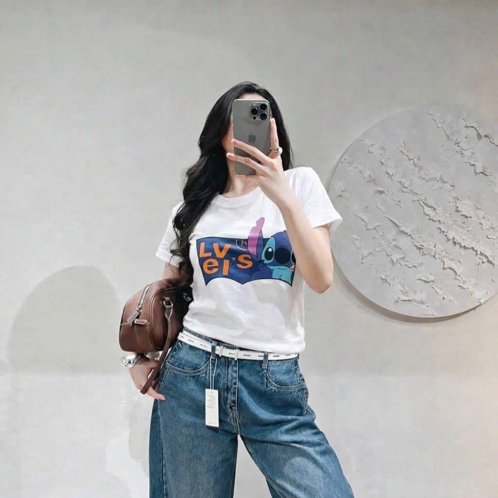 Hàng nhà máy - ÁO PULL CỘC LEVIS TRẮNG - random hình