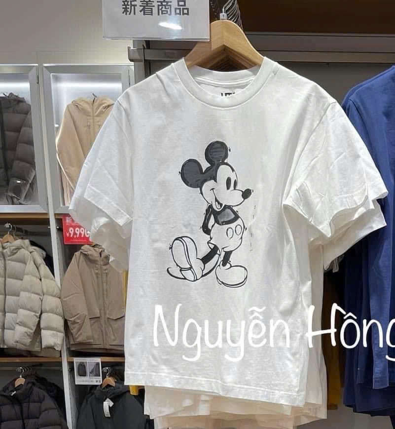 Hàng nhà máy - ÁO PULL CỘC MICKY UNI TRẮNG TUỒN XỊN