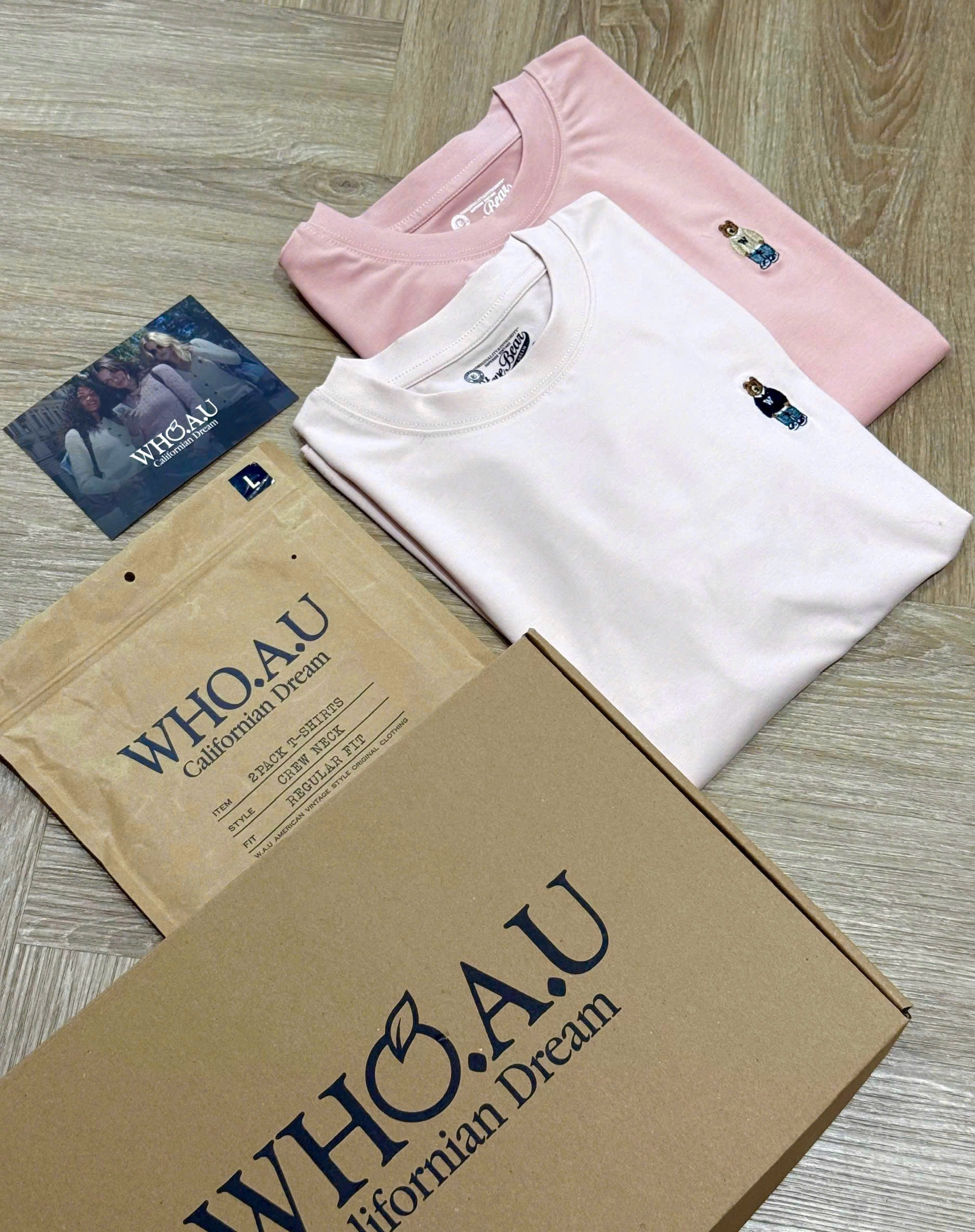Hàng nhà máy - SET 2 ÁO CỘC GẤU WHOU MÀU HỒNG XUẤT DƯ
