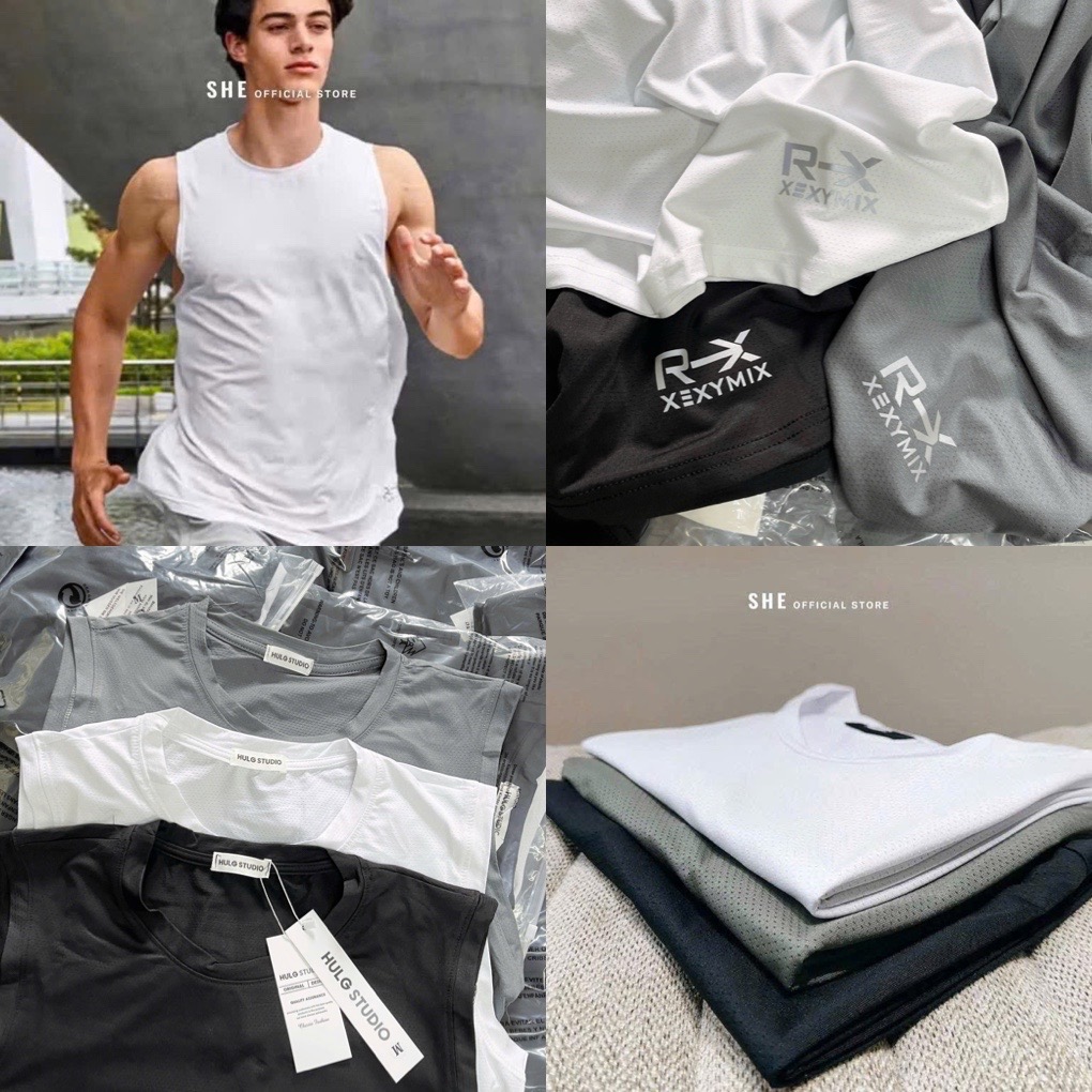SET 3 ÁO BA LỖ THÔNG HƠI ĐEN TRẮNG GHI NAM