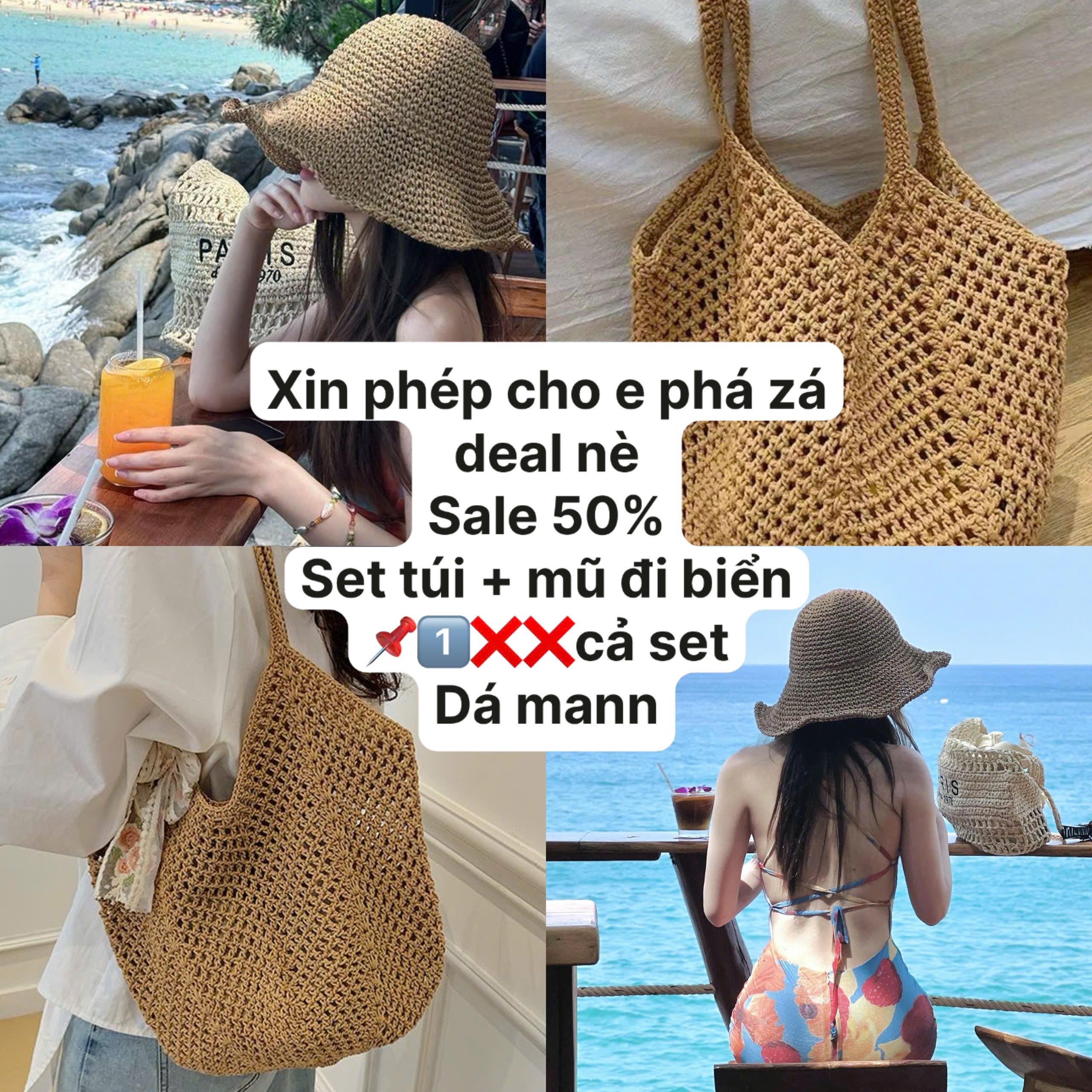 SET MŨ TÚI CÓI ĐI BIỂN QC
