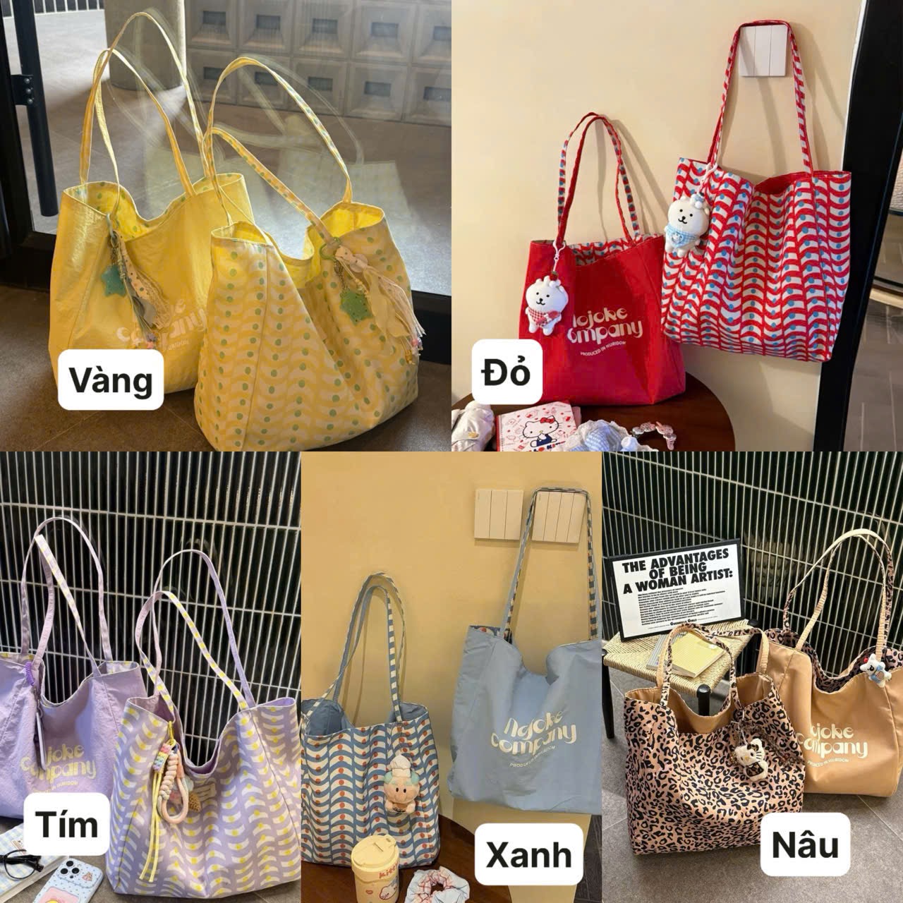 TÚI TOTE VẢI 2 MẶT K KÈM CHARM