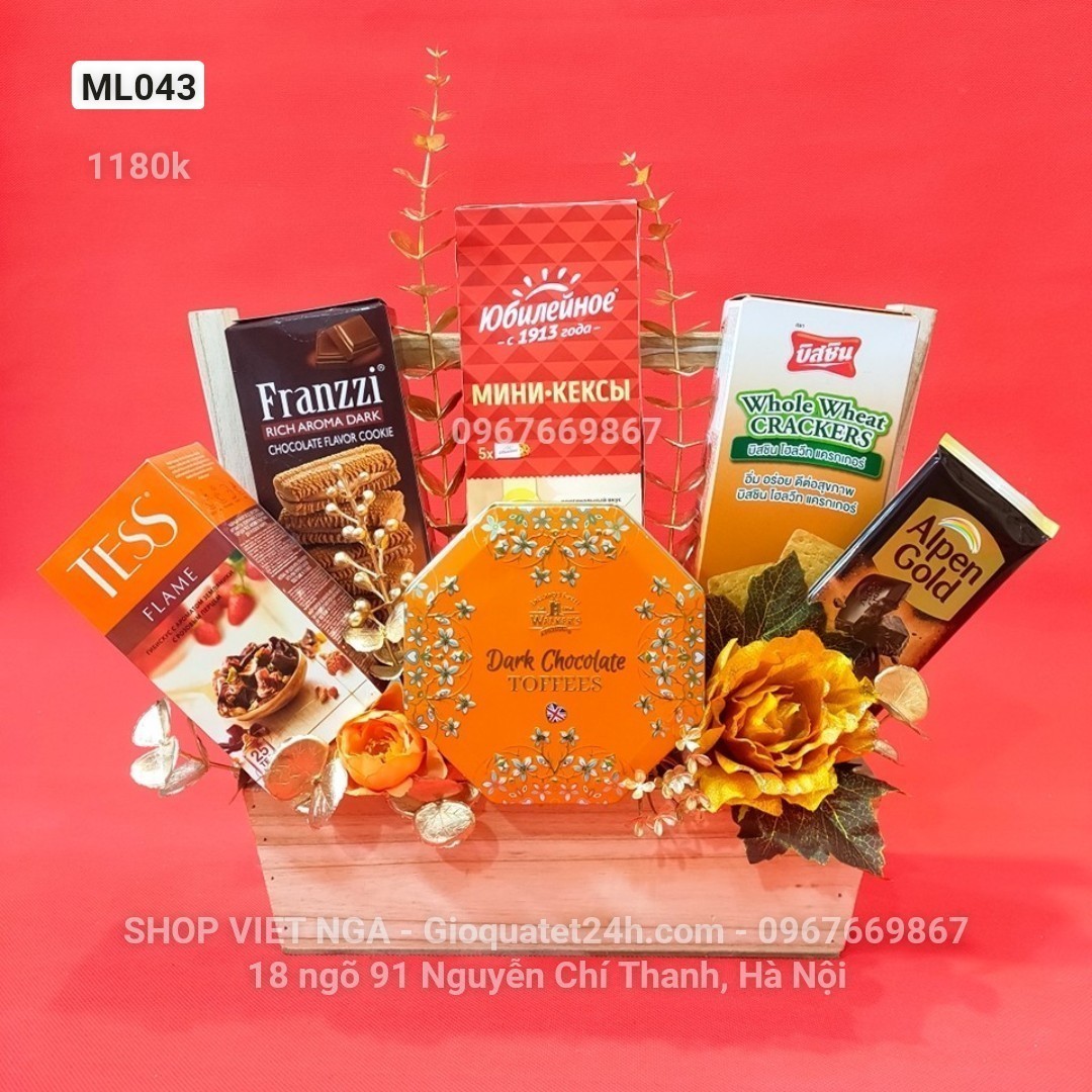 Quà tết lẵng gỗ ML043 TOFFEE