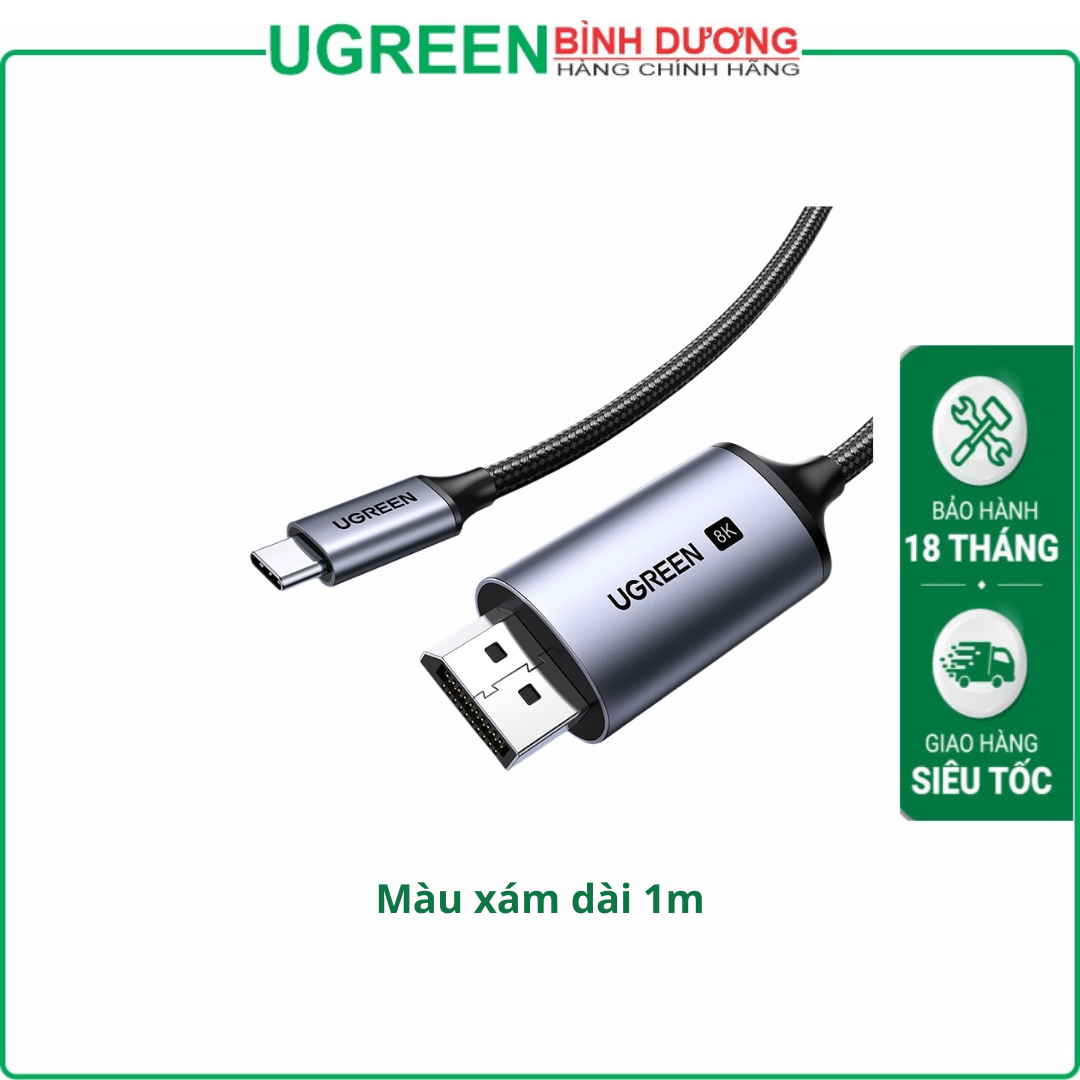 25157 Ugreen Cáp chuyển đổi typeC sang Displayport DP 8K60Hz dài 1M