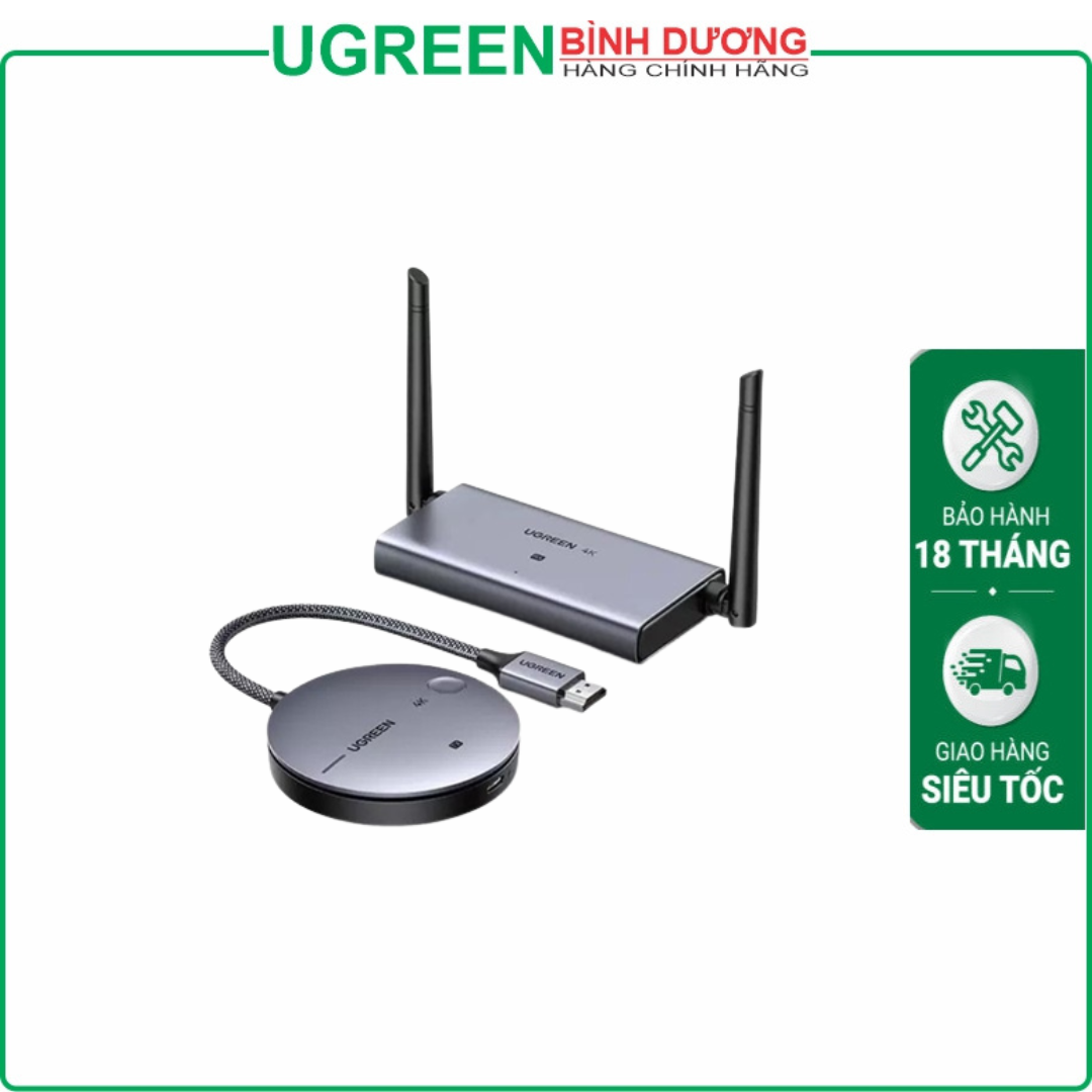 Bộ Truyền Phát Tín hiệu HDMI Không dây 50m 4K@30Hz (Vào HDMI Phát HDMI + VGA Audio) Ugreen (90909A)