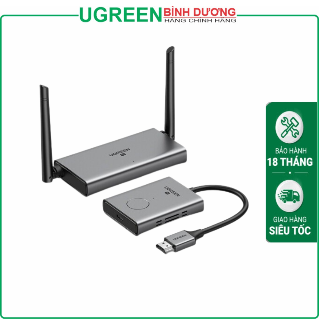 Bộ Truyền Phát Tín hiệu HDMI Không dây 50m FHD@60Hz (Vào HDMI Phát HDMI + VGA Audio) Ugreen (50633A)