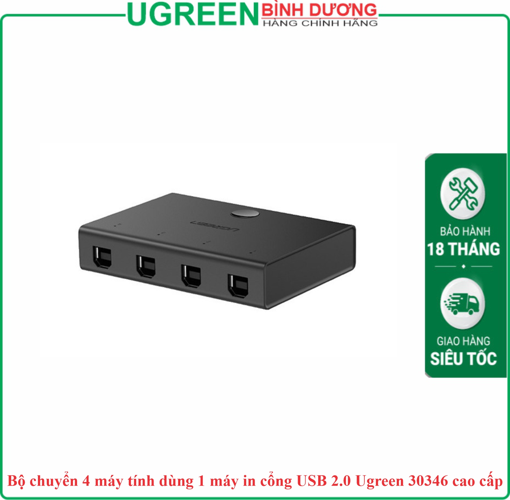 Bộ chuyển 4 máy tính dùng 1 máy in cổng USB 2.0 Ugreen 30346