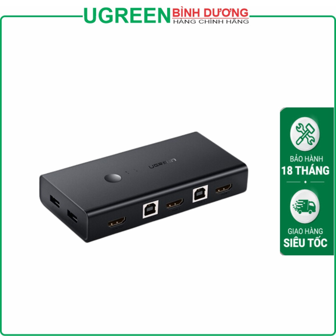 Bộ chuyển đổi 2 máy tính dùng 1 màn hình HDMI - Auto 2 USB KVM Switch chính hãng Ugreen 50744