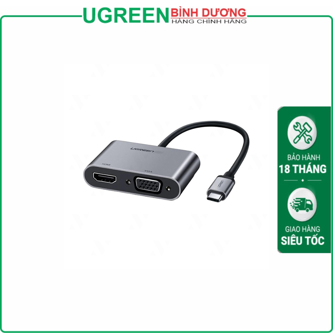 Bộ chuyển đổi Ugreen 50505 CM162 (USB-C sang HDMI + VGA,00000004K 60Hz) chính hãng giá rẻ