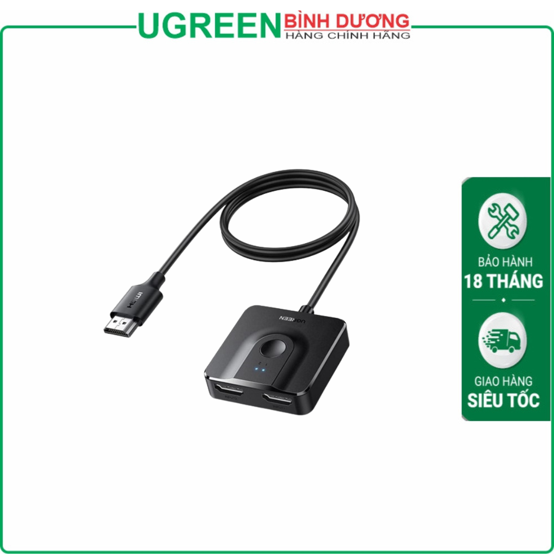 Bộ gộp tín hiệu HDMI 2.0 4K@60Hz Splitter Switch 2 vào 1 Ugreen 70607 cao cấp (hỗ trợ 2 chiều)