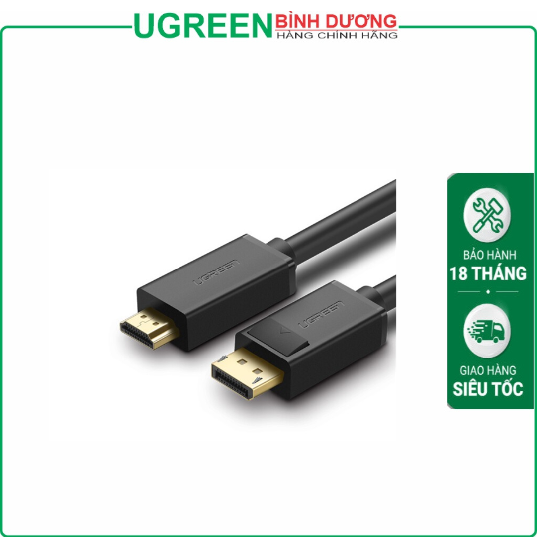 CAP CHUYEN DISPLAYPORT TO HDMI UGREEN 10238 DÀI 1M (Chỉ Chuyển 1 Chiều DP To HDMI) - BH06T