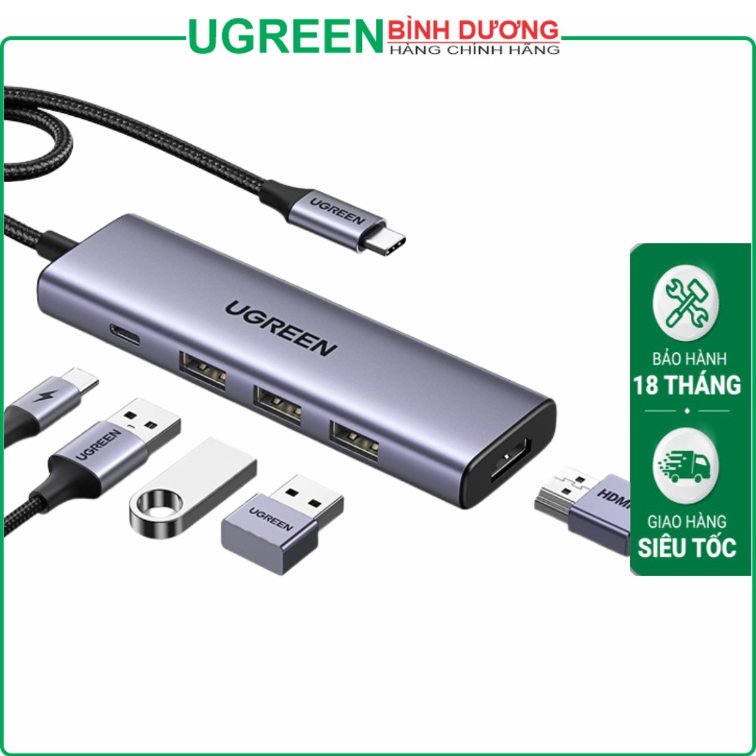 CAP CHUYEN UGREEN 15597 TYPE-C TO USB 3.0 + HDMI + TYPE C ( BH06T )