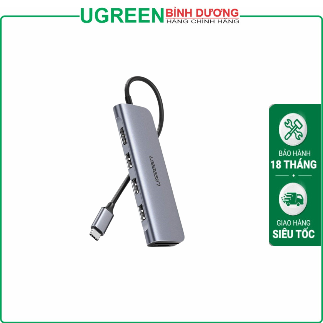 CAP CHUYEN UGREEN 70410 TYPE-C TO 3 USB 3.0 + HDMI + SD TF ( BH06T )