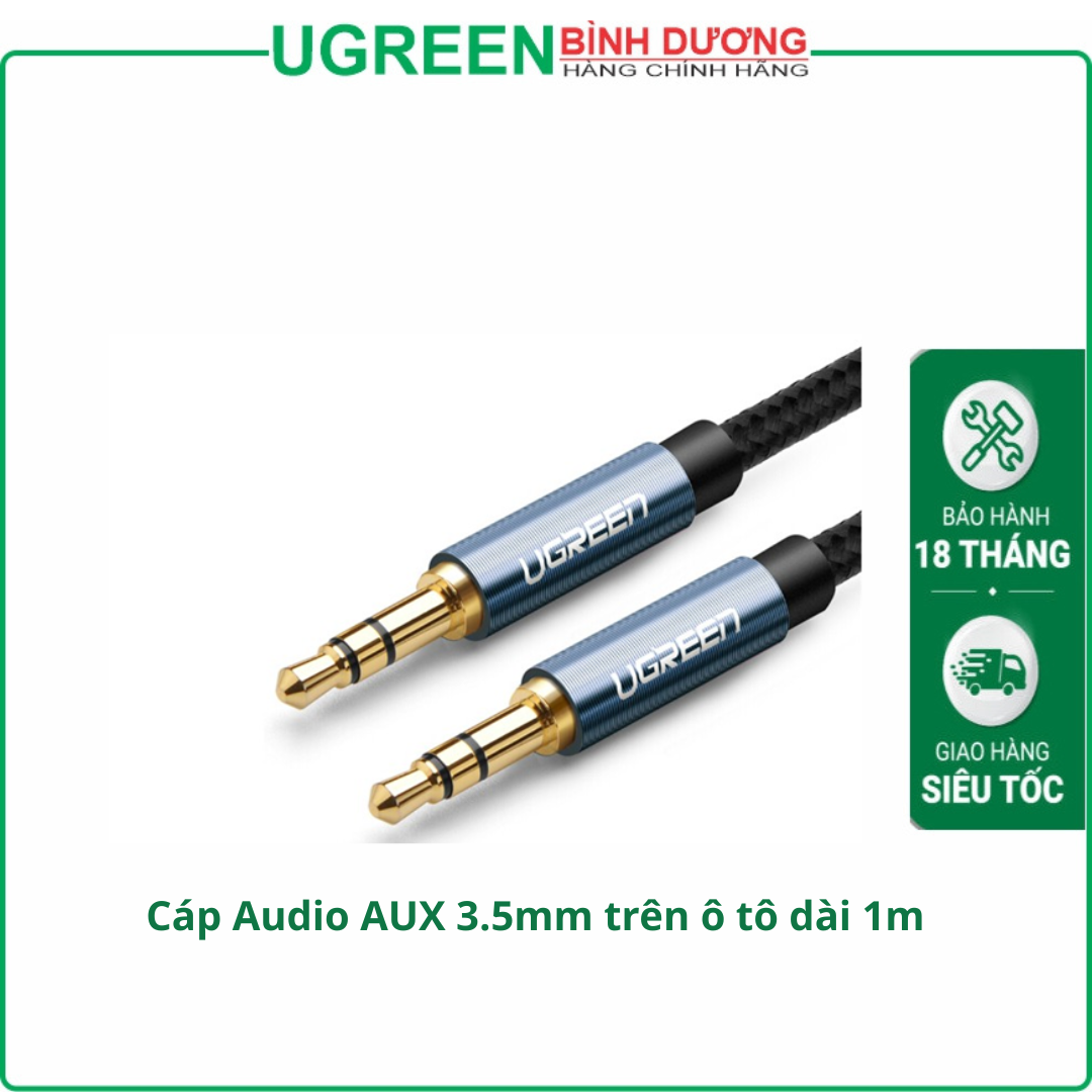 Cáp Audio AUX 3.5mm trên ô tô dài 1m chính hãng Ugreen 10685 cao cấp