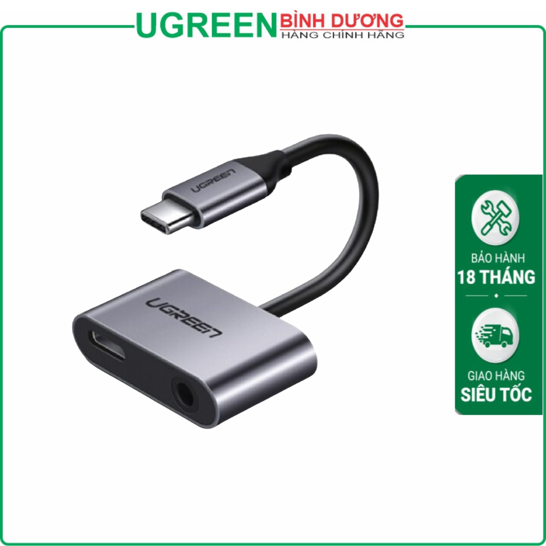 Cáp Chuyển đổi Type-c To Audio 3.5mm (Ko Mic) + Sạc Vào Type-c dùng cho điện thoại + Ipad + Macbook Ugreen (50596)