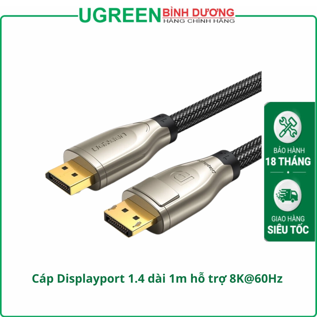 Cáp Displayport 1.4 dài 1m hỗ trợ 8K@60Hz chính hãng Ugreen 60842 cao cấp