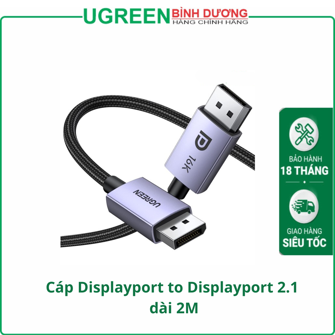 Cáp Displayport to Displayport 2.1 dài 2M độ phân giải 16K@60Hz HDR Ugreen 15384 cao cấp