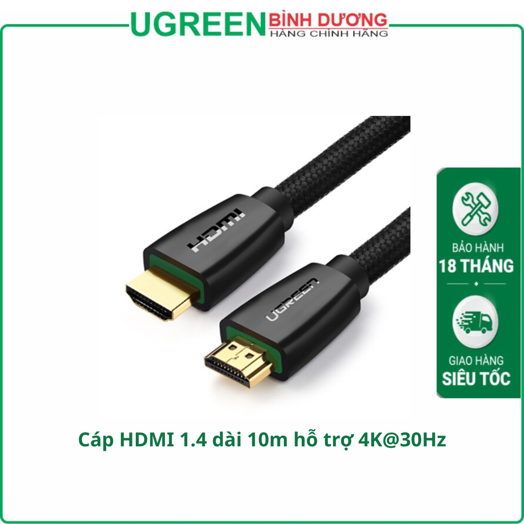 Cáp HDMI 2.0 dài 10m hỗ trợ 4K@60Hz Ugreen 40414 cao cấp