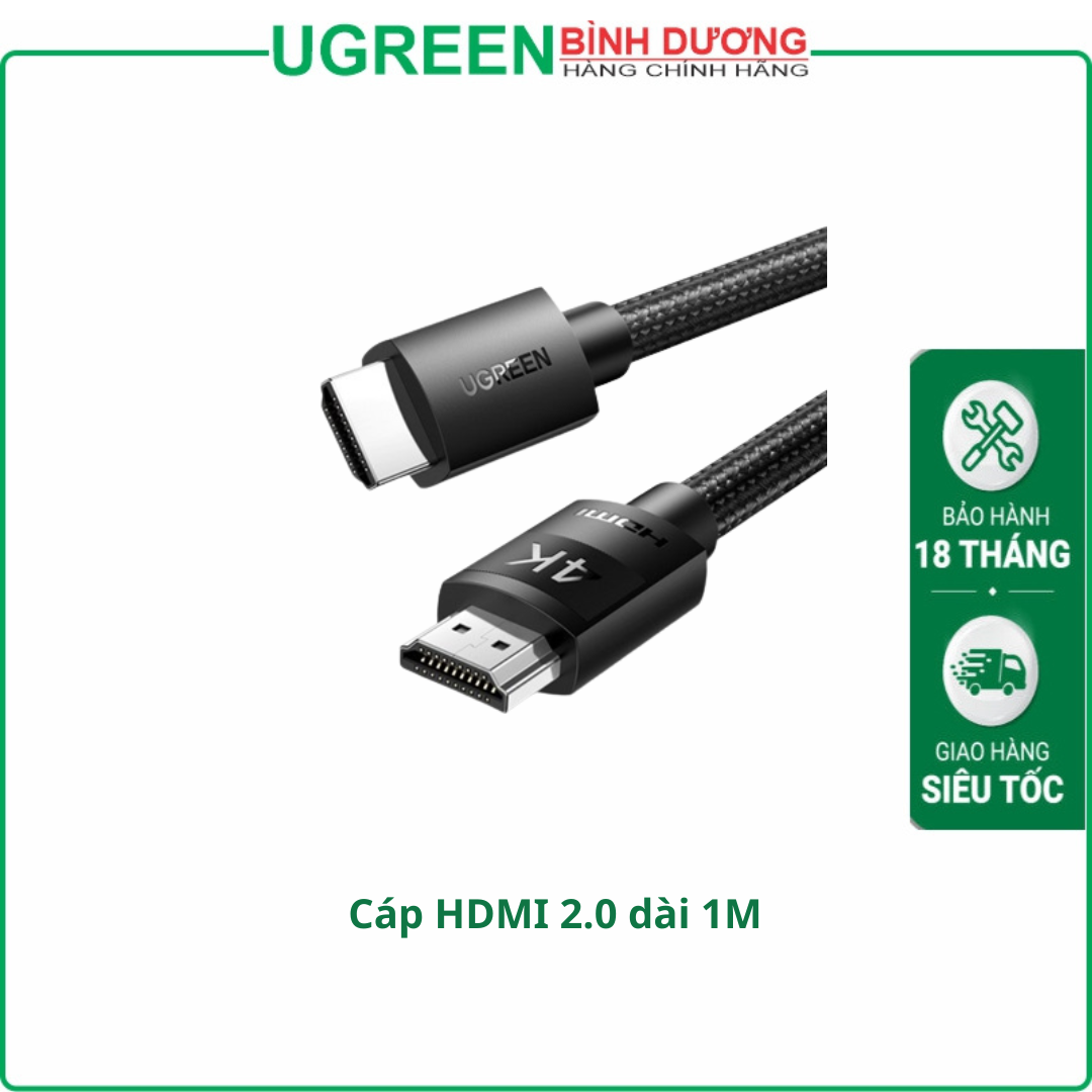 Cáp HDMI 2.0 dài 1M bọc nylon hỗ trợ độ phân giải 4K@60Hz Ugreen 30999 cao cấp