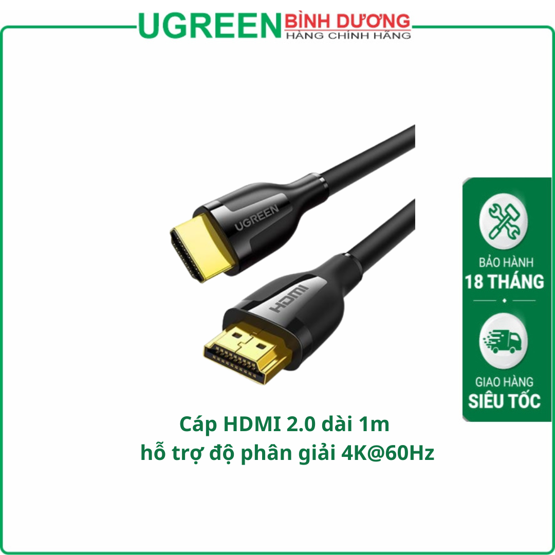 Cáp HDMI 2.0 dài 1m hỗ trợ hỗ trợ độ phân giải 4K@60Hz Ugreen 35172 cao cấp