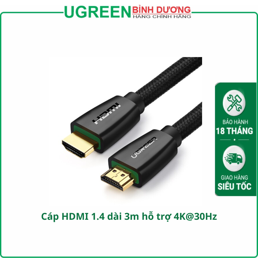 Cáp HDMI 2.0 dài 3m hỗ trợ 4K@60Hz Ugreen 40411 cao cấp