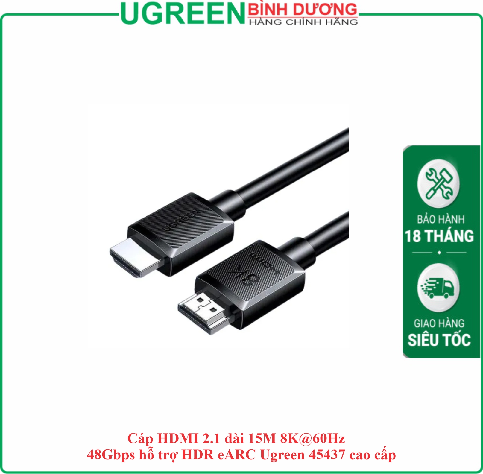 Cáp HDMI 2.1 HD175 8K dài 15M Ugreen (45437)