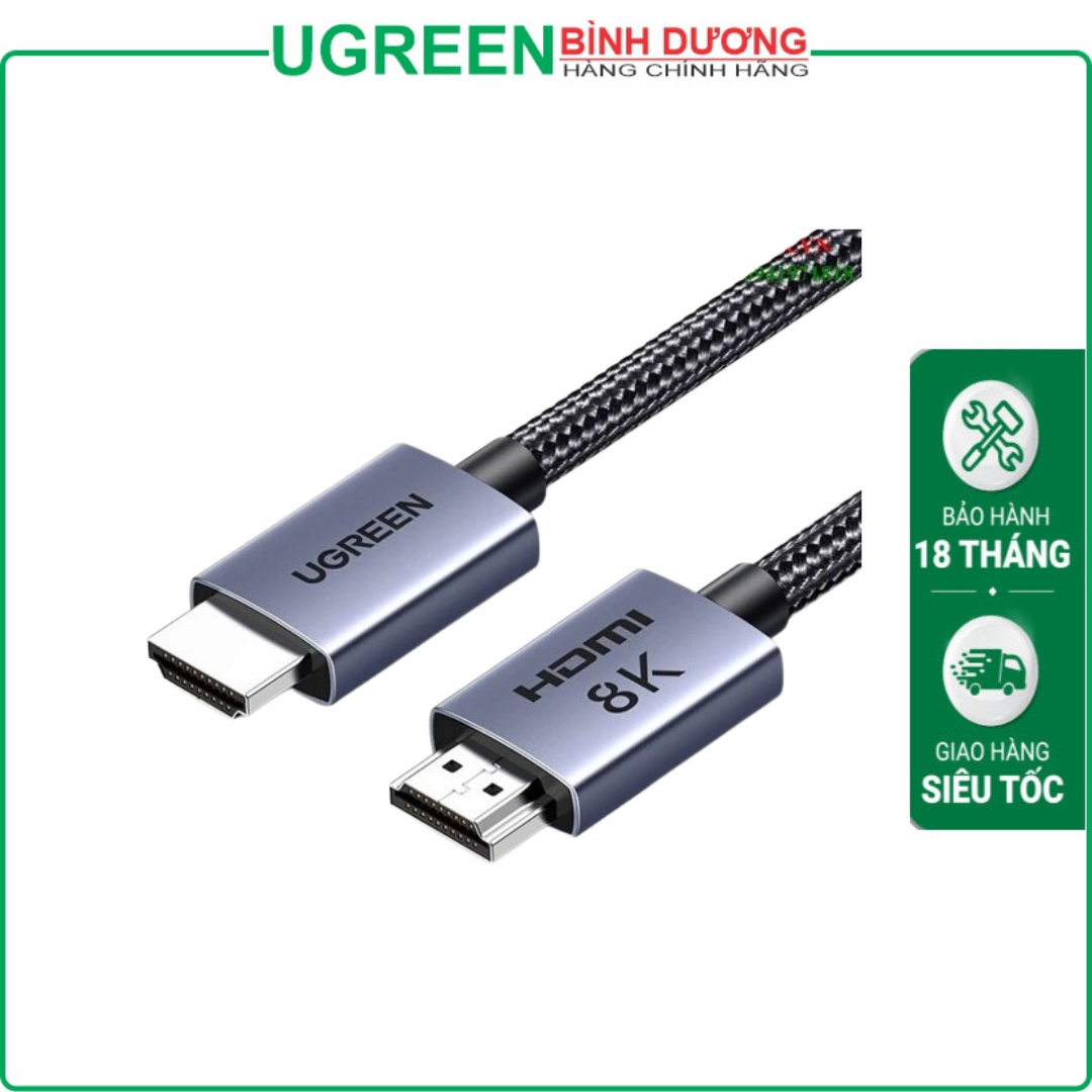 Cáp HDMI 2.1 dài 2M 8K@60Hz 48Gbps hỗ trợ HDR eARC Ugreen 35465 cao cấp ( TITANIUM )