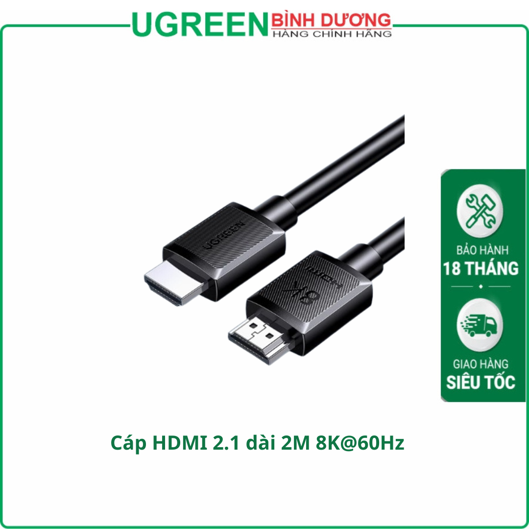 Cáp HDMI 2.1 dài 2M 8K@60Hz 48Gbps hỗ trợ HDR eARC Ugreen 45432 cao cấp