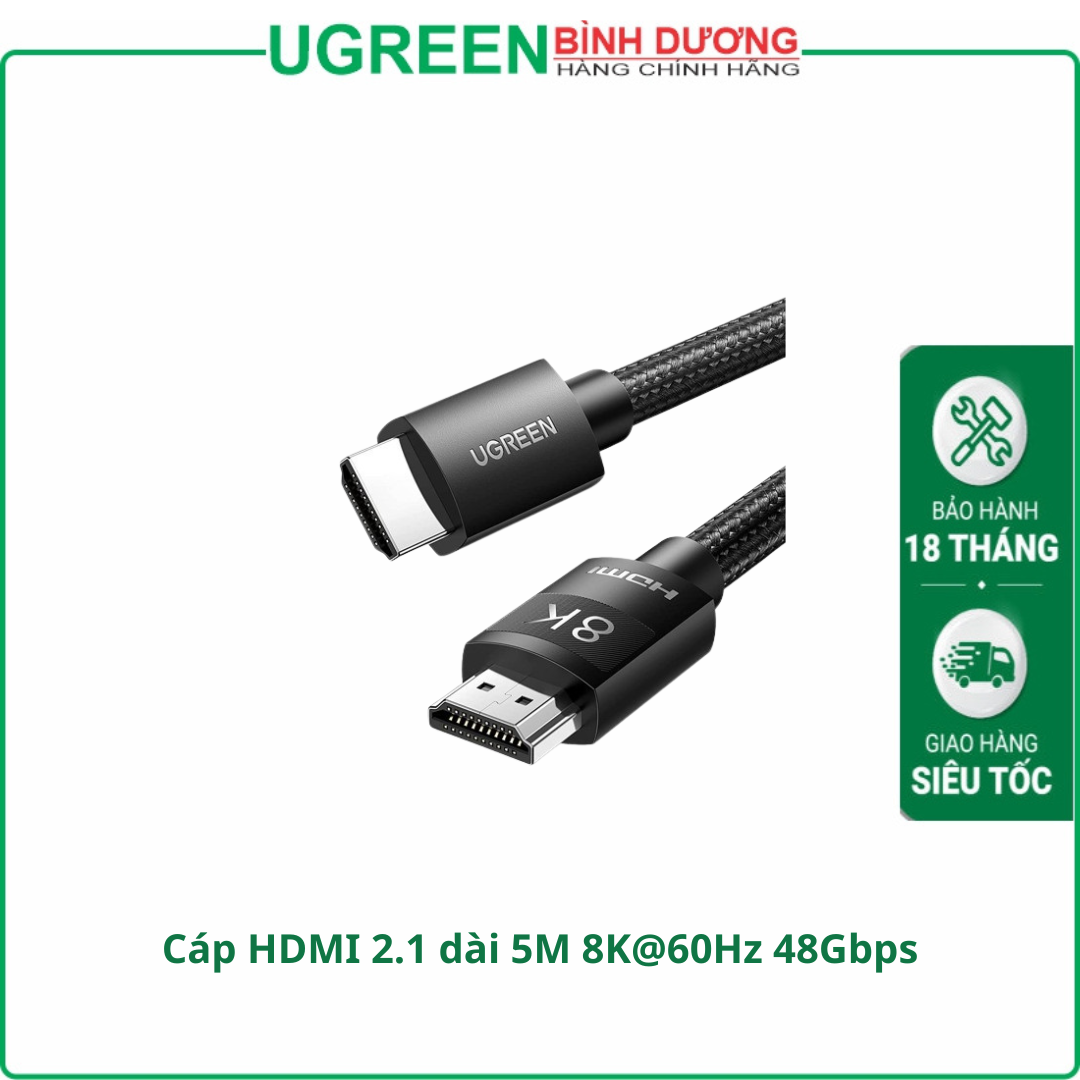 Cáp HDMI 2.1 dài 5M 8K 60Hz 48Gbps hỗ trợ HDR eARC Ugreen 40182 cao cấp