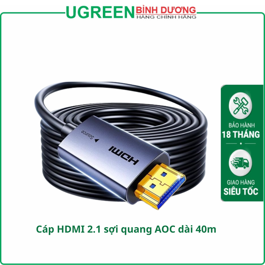 Cáp HDMI 2.1 sợi quang AOC dài 40m Ugreen 55509/HD183 hỗ trợ 8K@60Hz cao cấp