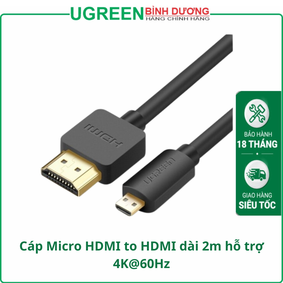 Cáp Micro HDMI to HDMI dài 2m chính hãng Ugreen 30103 cao cấp